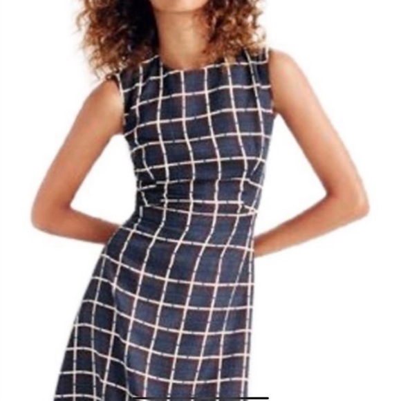 J.Crew Windowpane Plaid A-Line Dress Sz 8 NWOT - Picture 2 of 7